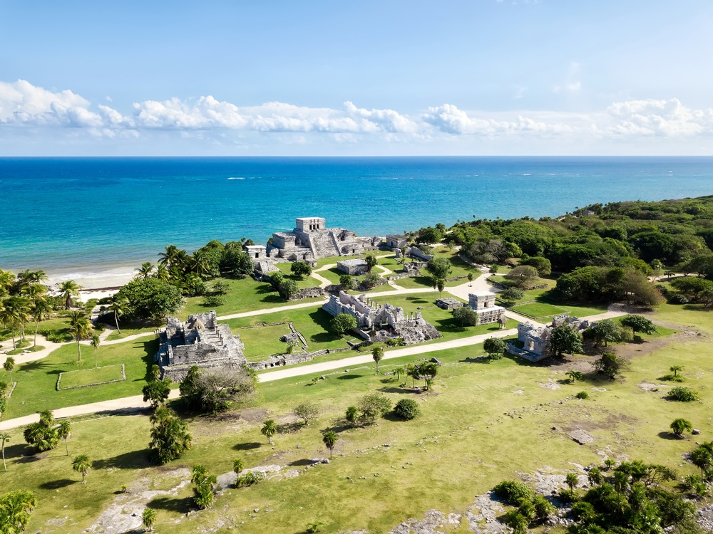 Vue aérienne des ruines de Tulum