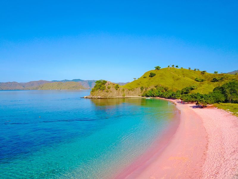 Plage rose à Lombok